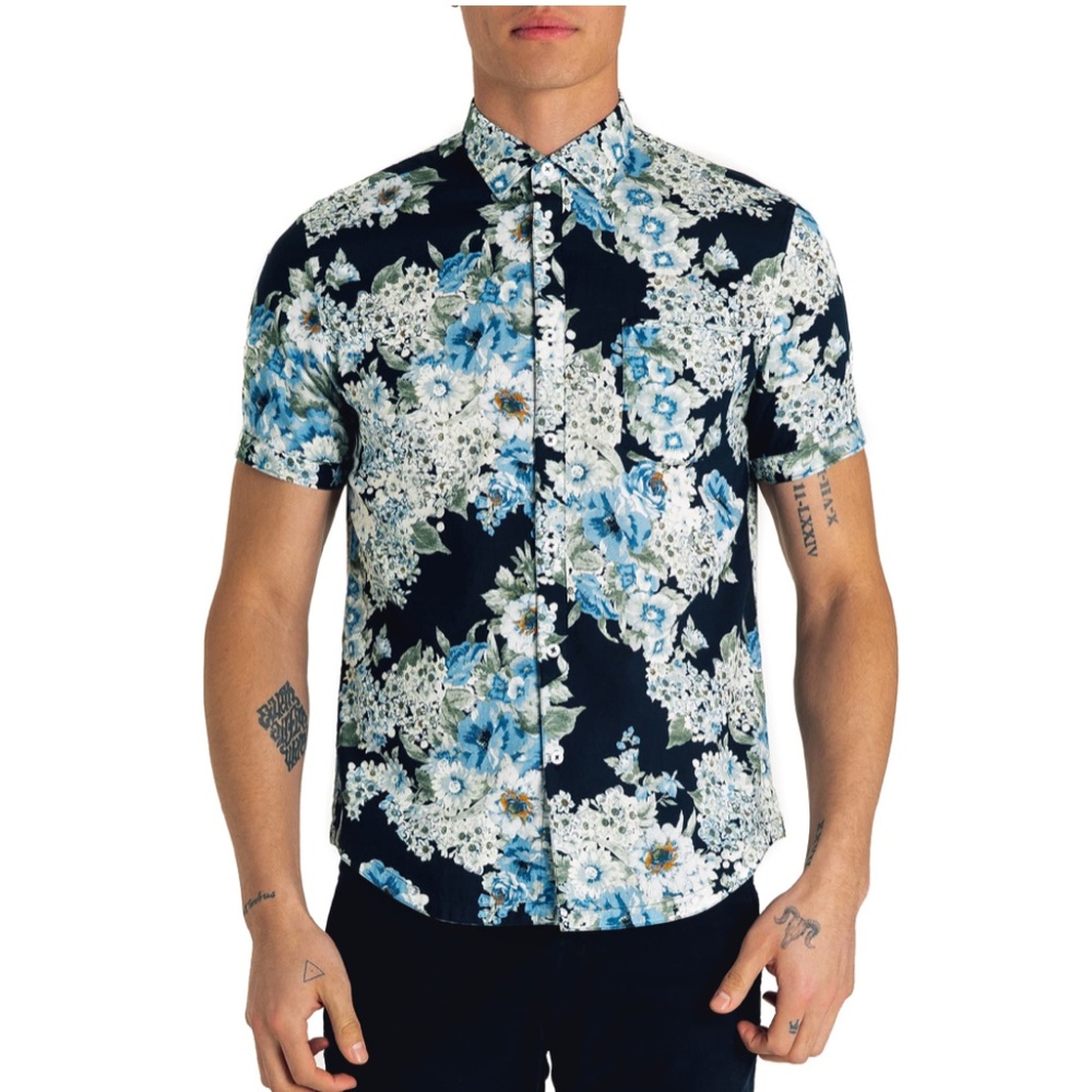 Good Man Brand Slim Fit Pacific Floral Print Sport Shirt